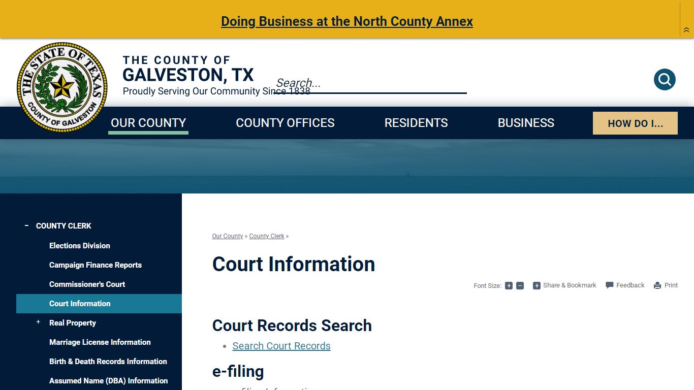 Court Information | Galveston County, TX